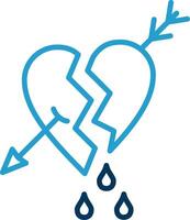 Broken Heart Line Blue Two Color Icon vector