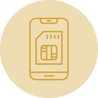 Sim Card Line Yellow Circle Icon vector