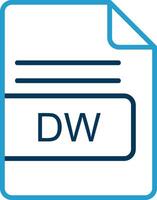 dw archivo formato línea azul dos color icono vector