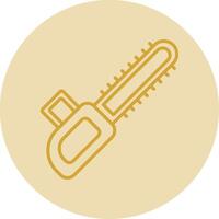 Chainsaw Line Yellow Circle Icon vector