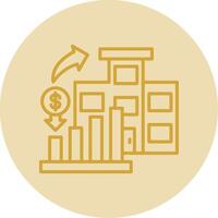 Market Investment Line Yellow Circle Icon vector