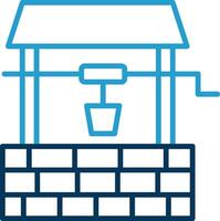 Water Well Line Blue Two Color Icon vector