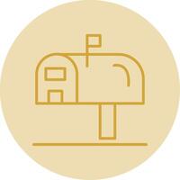 Mailbox Line Yellow Circle Icon vector