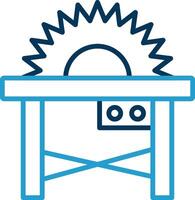 Table Saw Line Blue Two Color Icon vector