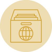 Global Archive Line Yellow Circle Icon vector