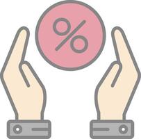 Hand Take And Percent Line Filled Light Icon vector