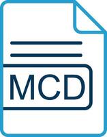 mcd archivo formato línea azul dos color icono vector