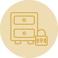 Filing Cabinet Line Yellow Circle Icon vector