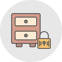 Filing Cabinet Line Filled Light Icon vector