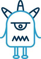 Monster Line Blue Two Color Icon vector