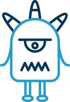 Monster Line Blue Two Color Icon vector