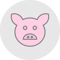 Pig Line Filled Light Icon vector