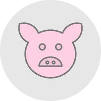 Pig Line Filled Light Icon vector