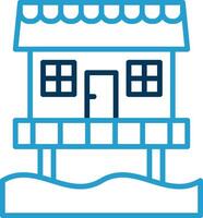 Beach Hut Line Blue Two Color Icon vector