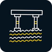 Bridge Line Red Circle Icon vector