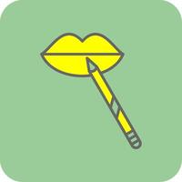 Lip Makeup Filled Yellow Icon vector