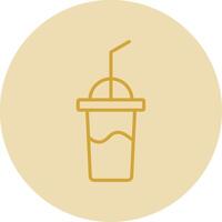 Milkshake Line Yellow Circle Icon vector