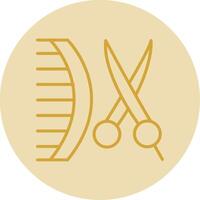 Barbershop Line Yellow Circle Icon vector