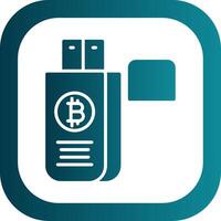 bitcoin conducir glifo degradado esquina icono vector