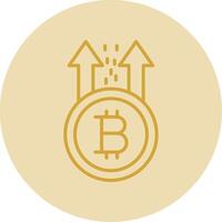 Bitcoin Rise Line Yellow Circle Icon vector