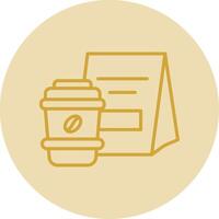 Coffee Line Yellow Circle Icon vector