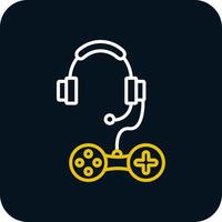 Headphones Line Red Circle Icon vector