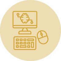 Computer Line Yellow Circle Icon vector