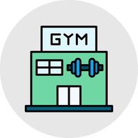 gimnasio línea lleno ligero icono vector