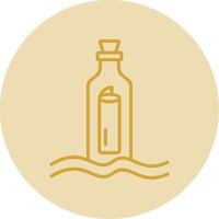 Message In A Bottle Line Yellow Circle Icon vector