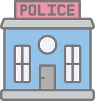 Police Station Line Filled Light Icon vector