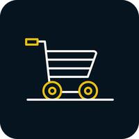 Shopping Cart Line Yellow White Icon vector