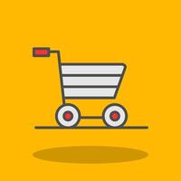 compras carro lleno sombra icono vector