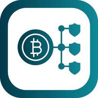 bitcoin blockchain glifo degradado esquina icono vector