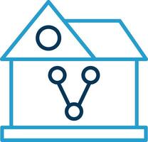 Sharing House Line Blue Two Color Icon vector