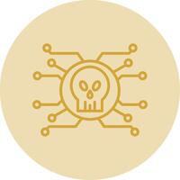 Cyber Attack Line Yellow Circle Icon vector