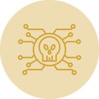 Cyber Attack Line Yellow Circle Icon vector