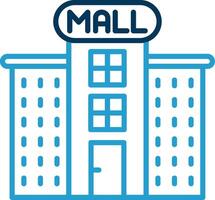 Shopping Mall Line Blue Two Color Icon vector