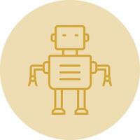 Robot Line Yellow Circle Icon vector