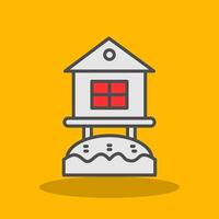 Beach Hut Filled Shadow Icon vector