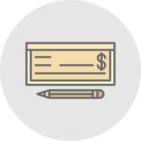 dinero cheque línea lleno ligero icono vector