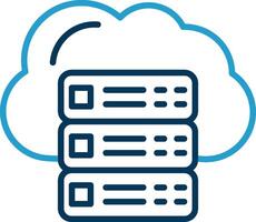 Cloud Servers Line Blue Two Color Icon vector