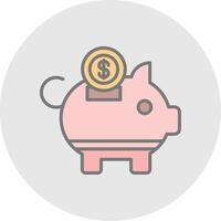 Piggy Bank Line Filled Light Icon vector