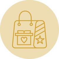 Gift Bag Line Yellow Circle Icon vector