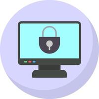 Locked Computer Flat Bubble Icon vector