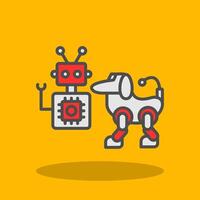 robot lleno sombra icono vector