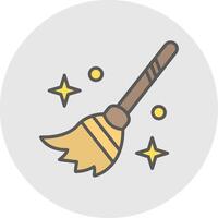 Flying Broom Line Filled Light Icon vector