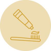 Tooth Brush Line Yellow Circle Icon vector