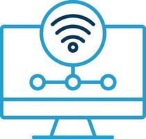 Wifi Server Line Blue Two Color Icon vector