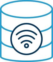 Wireless Database Line Blue Two Color Icon vector