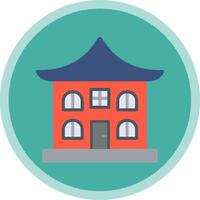 Asian Temple Flat Multi Circle Icon vector